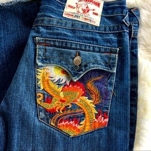 True Religion Joey Embroidered Dragon Denim Jeans